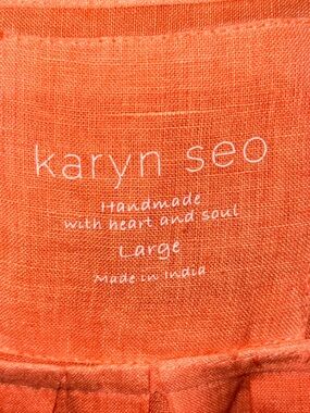 Women's Orange Linen Top - Handmade